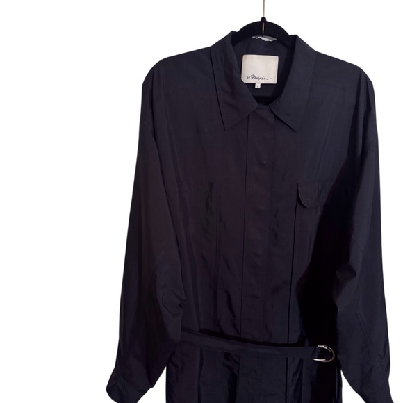 3.1 Phillip Lim Womens Large Navy Blue Utility Jumpsuit Buckles Cinched Belt - Picture 4 of 15